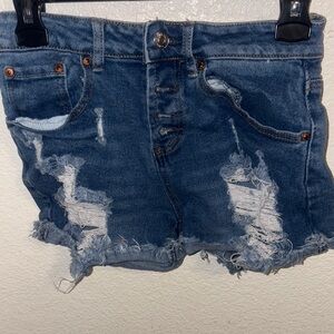 Almost Famous Blue Distressed Jean Shorts
